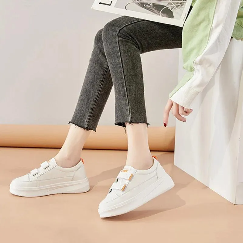 294 - Women's Casual Shoes - Leather Vulcanized Sneakers