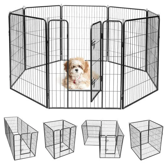 8 Metal Panel Heavy Duty Pet Playpen Dog Fence with Door-48 inches