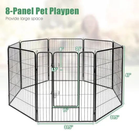 8 Metal Panel Heavy Duty Pet Playpen Dog Fence with Door-48 inches