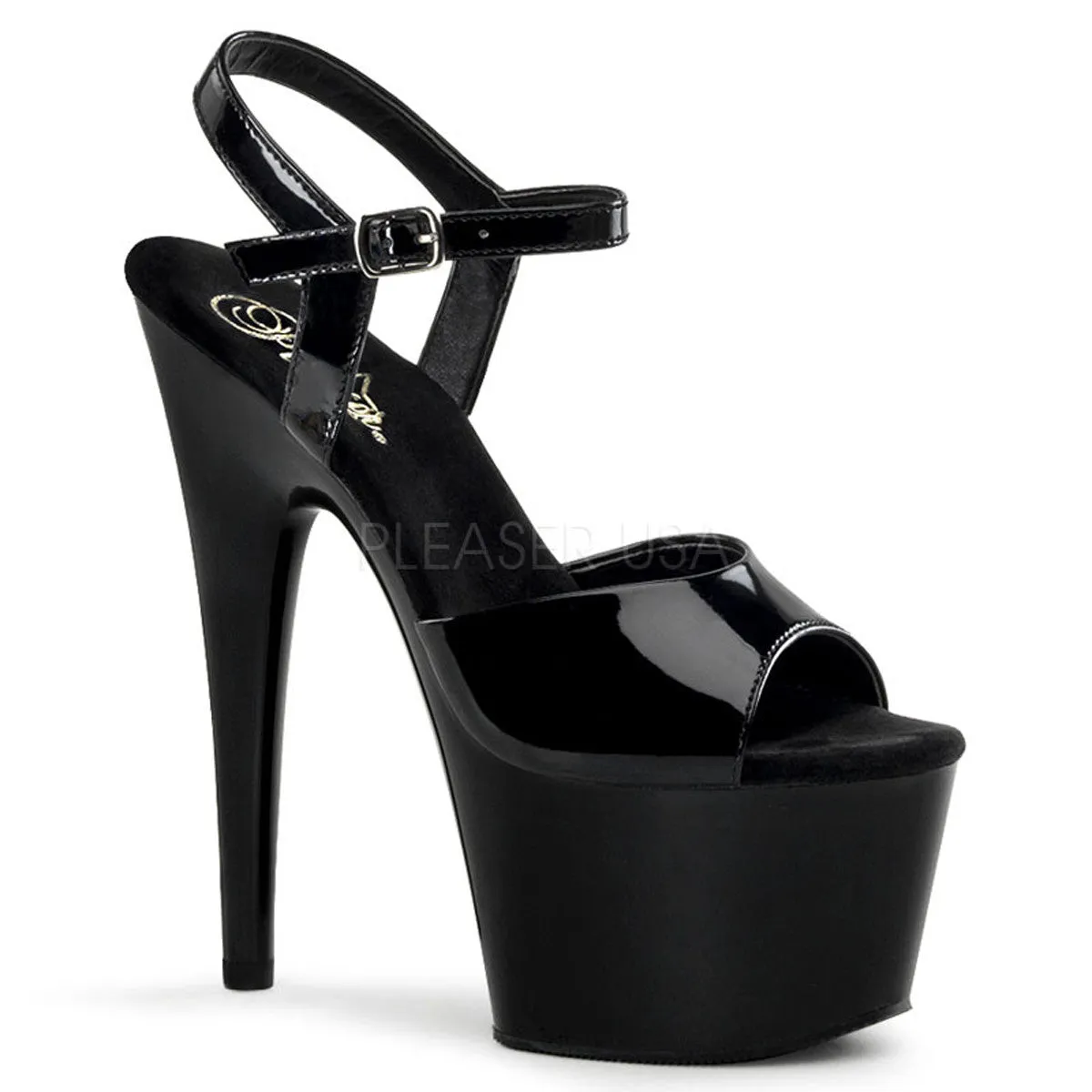 Adore-709 Black Patent, 7" Heels (Speed Heels)