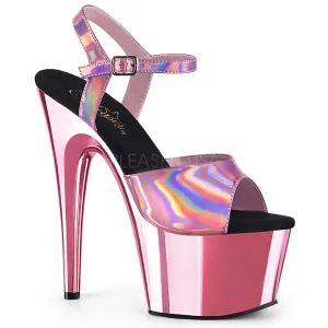 Adore-709HGCH Baby Pink Hologram Straps/Baby Pink Chrome, 7" Heels