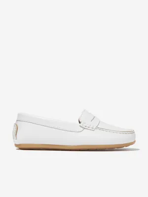 Andanines Boys Leather Loafers in White