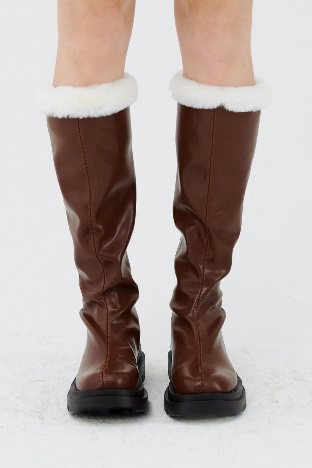 Andrea Faux Fur Trim High Boots