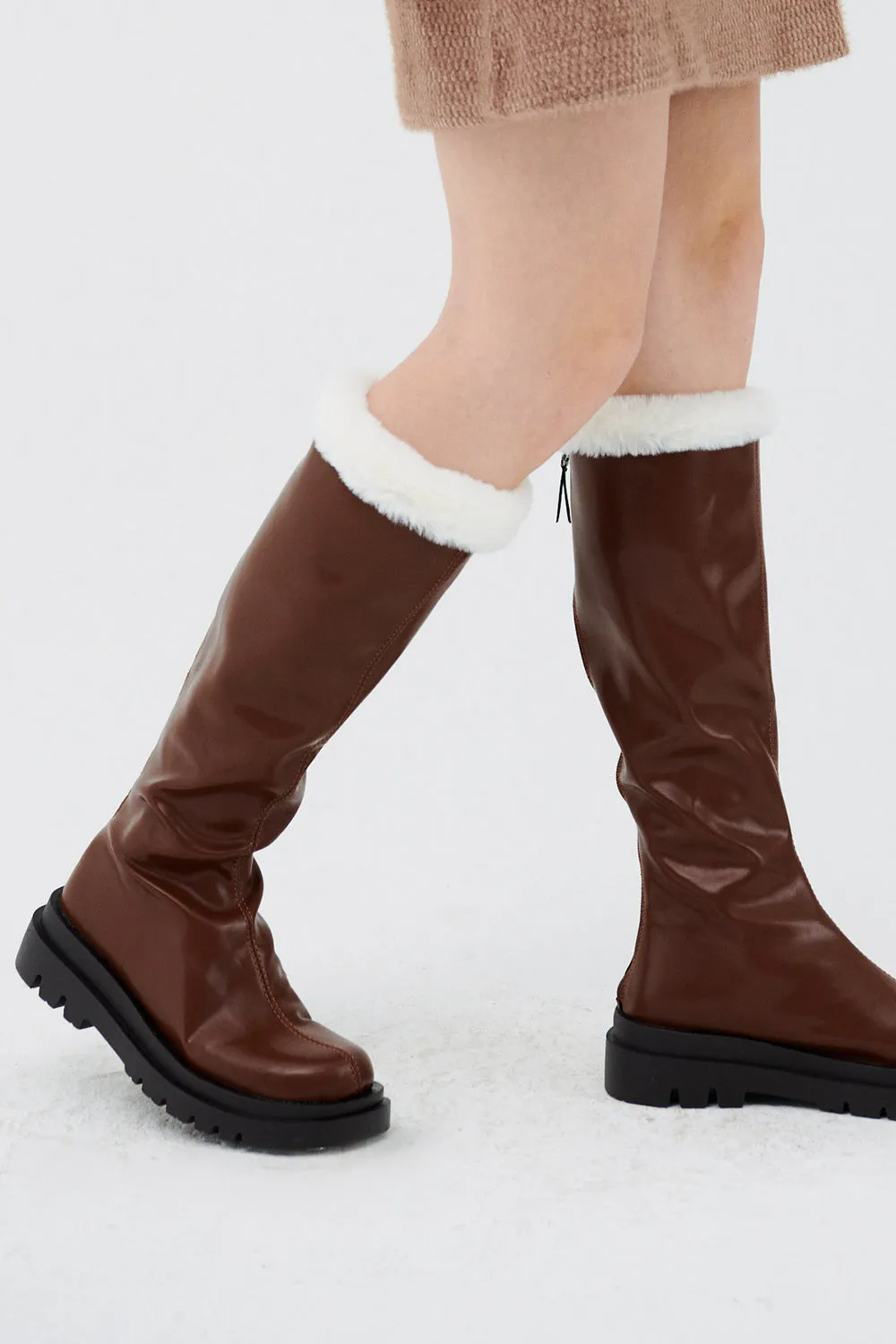 Andrea Faux Fur Trim High Boots