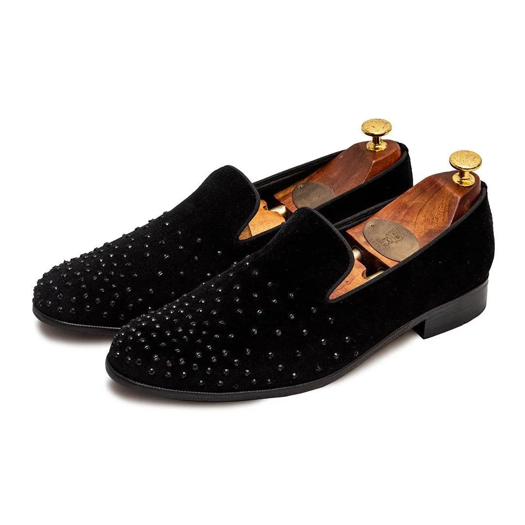 Bentle | Black Velvet Sequin Slip-On