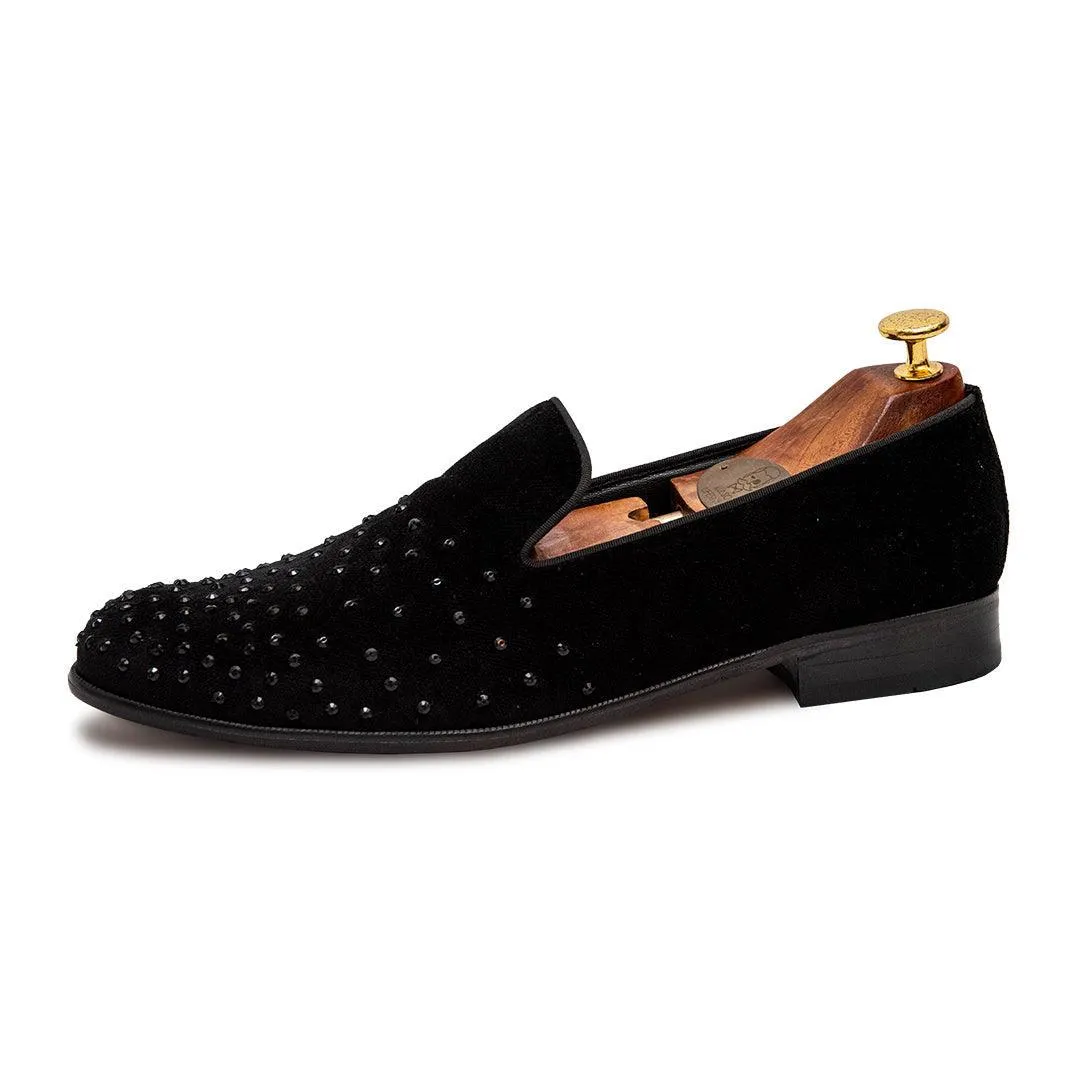 Bentle | Black Velvet Sequin Slip-On