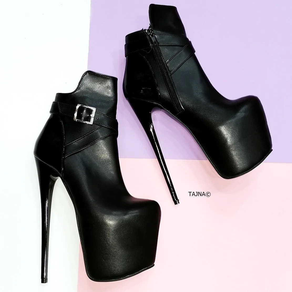 Black Matte Elegant Heeled Boots