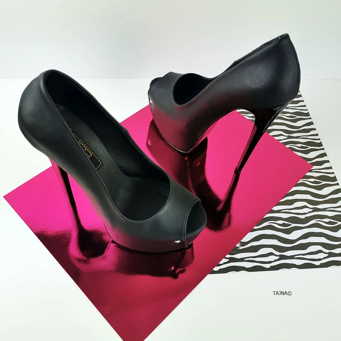 Black Peep Toe Classic High Heels