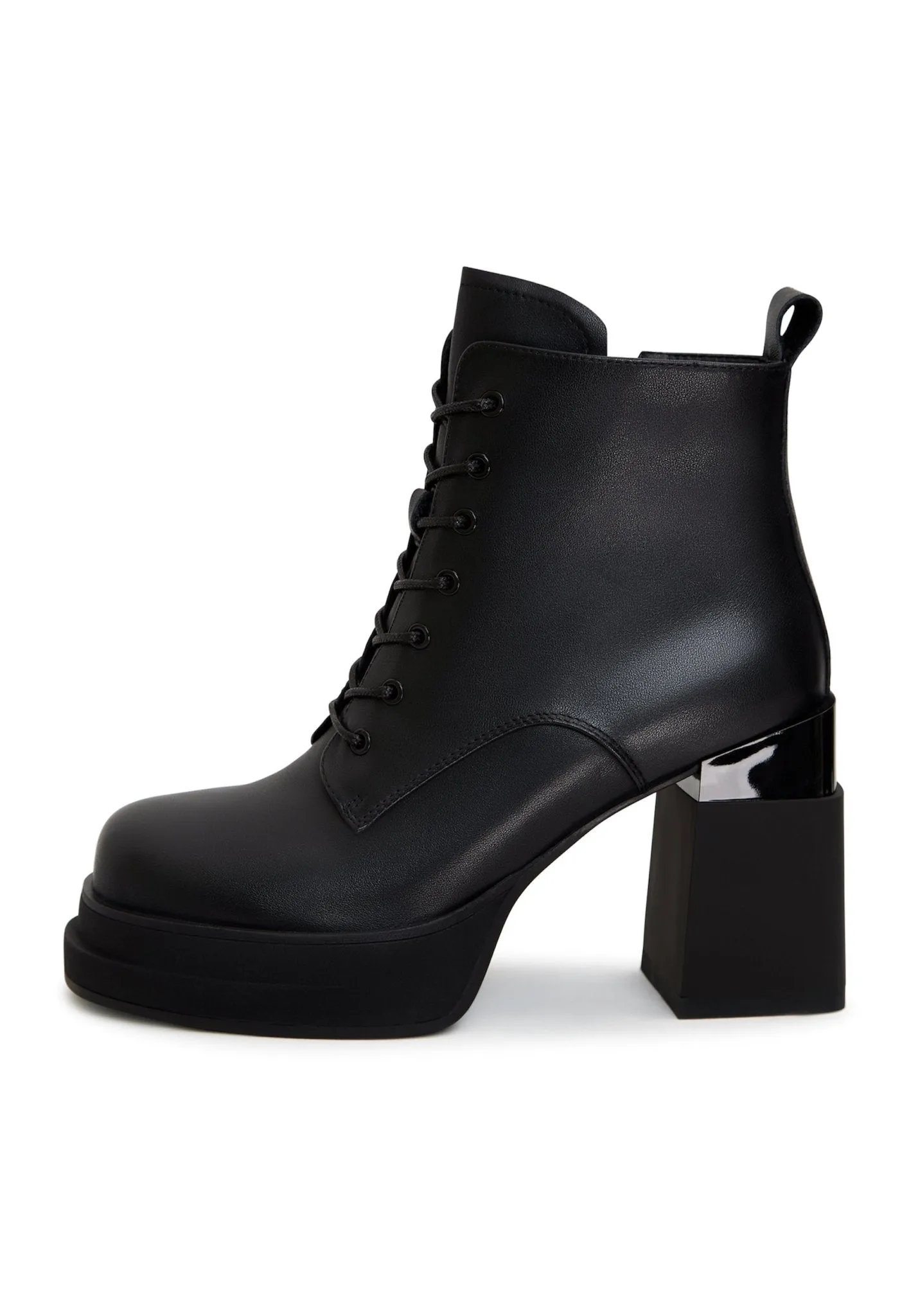 Block Heel Leather Ankle Boots