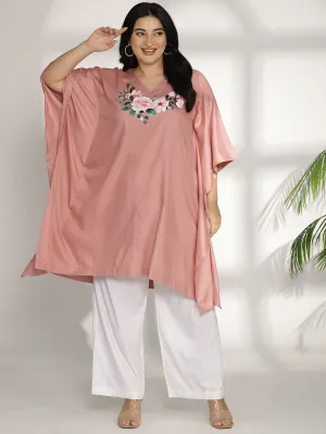 Blush Rayon Kaftan - Pink Flowers