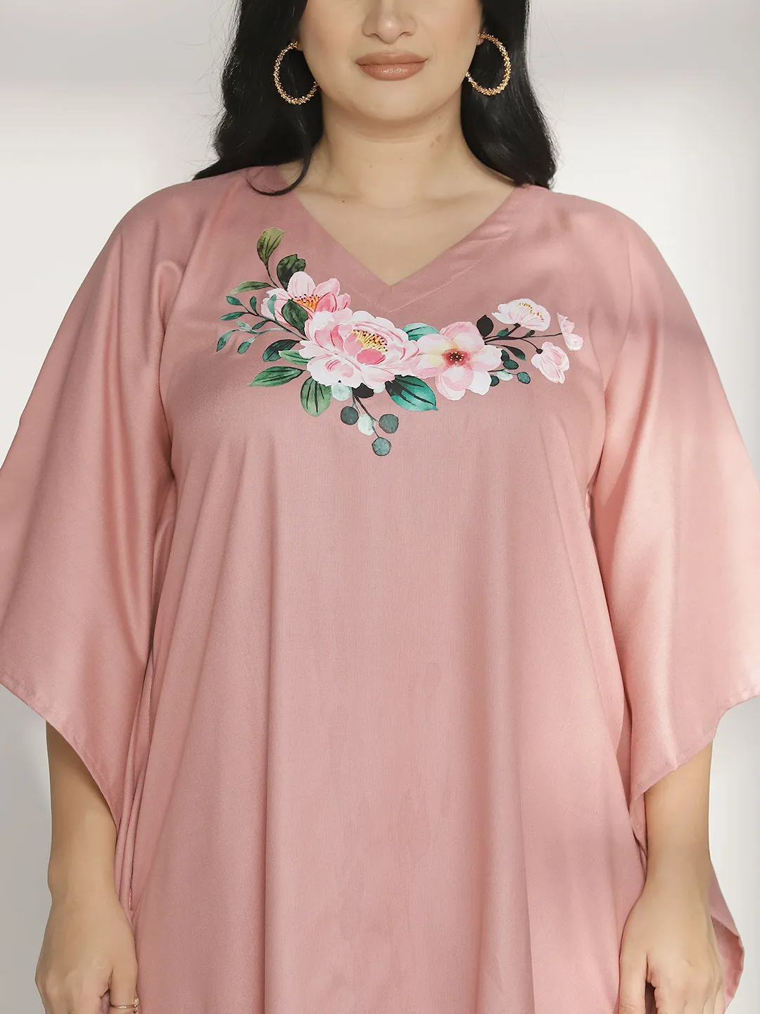 Blush Rayon Kaftan - Pink Flowers