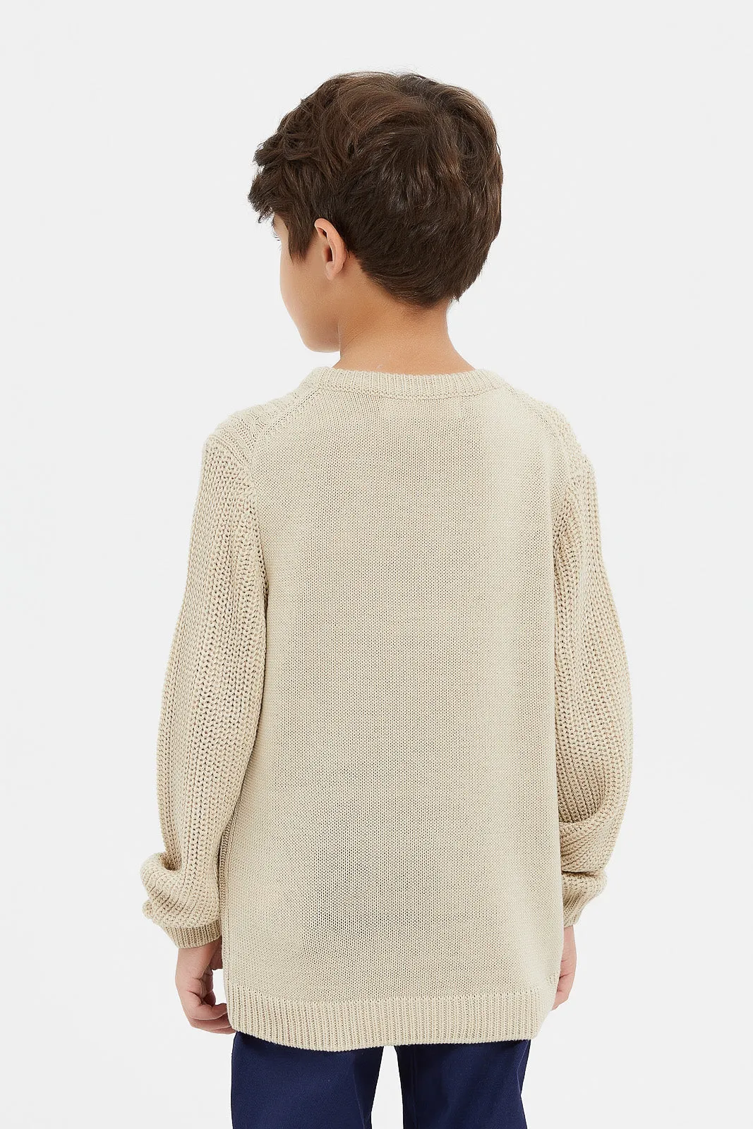 Boys Beige Knitted Pullover