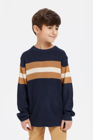 Boys Navy Knitted Jumper