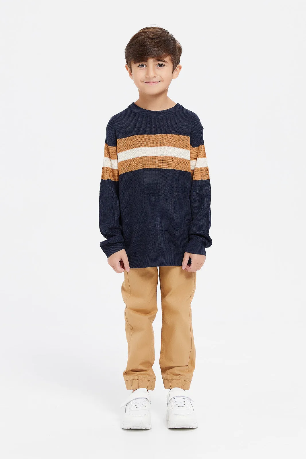 Boys Navy Knitted Jumper