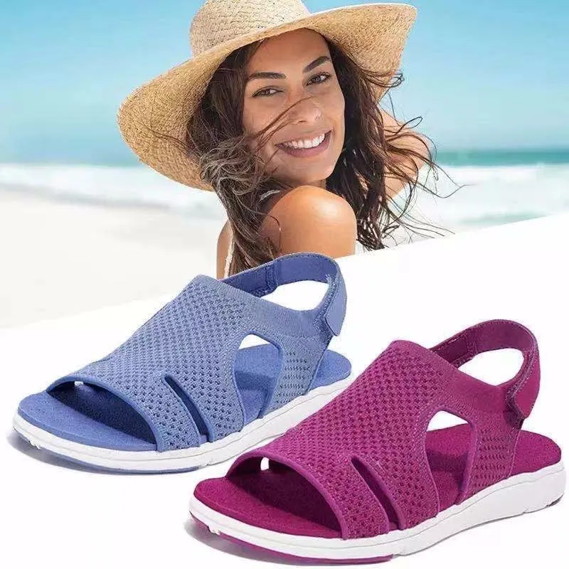 Breathable Stretch Fly Woven Comfortable Velcro Casual Sandals - Women's shoes