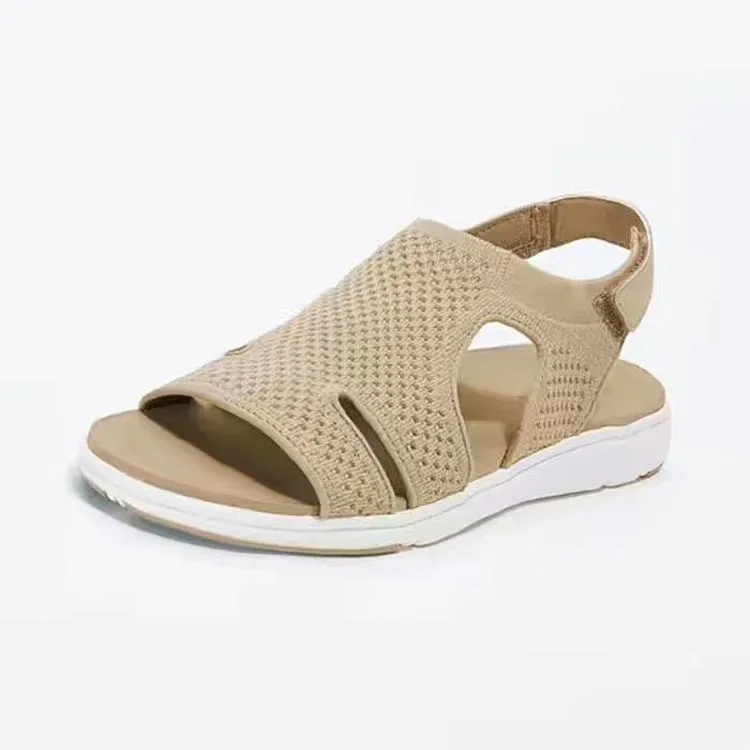 Breathable Stretch Fly Woven Comfortable Velcro Casual Sandals - Women's shoes