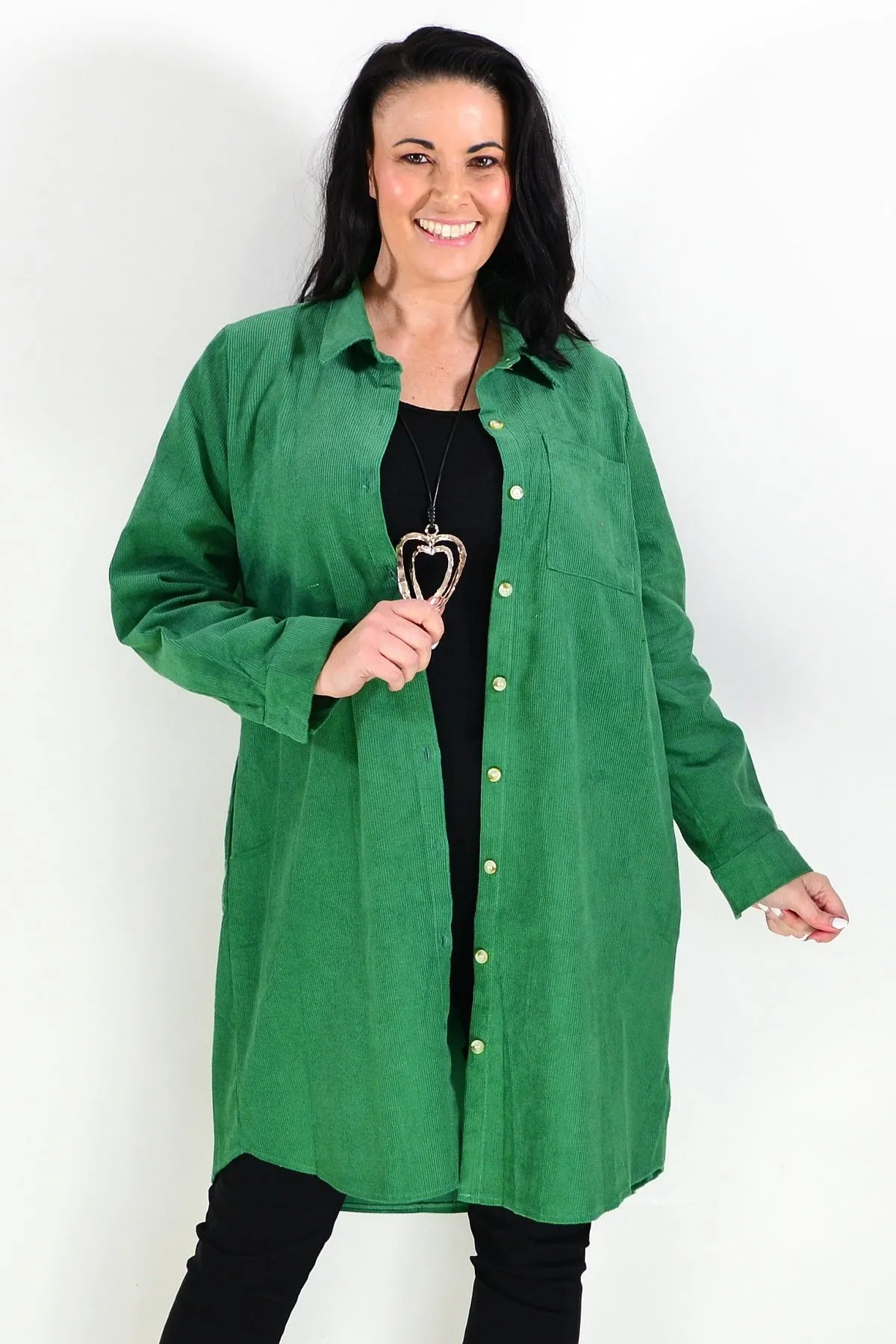 Bright Green Corduroy Tunic Shirt