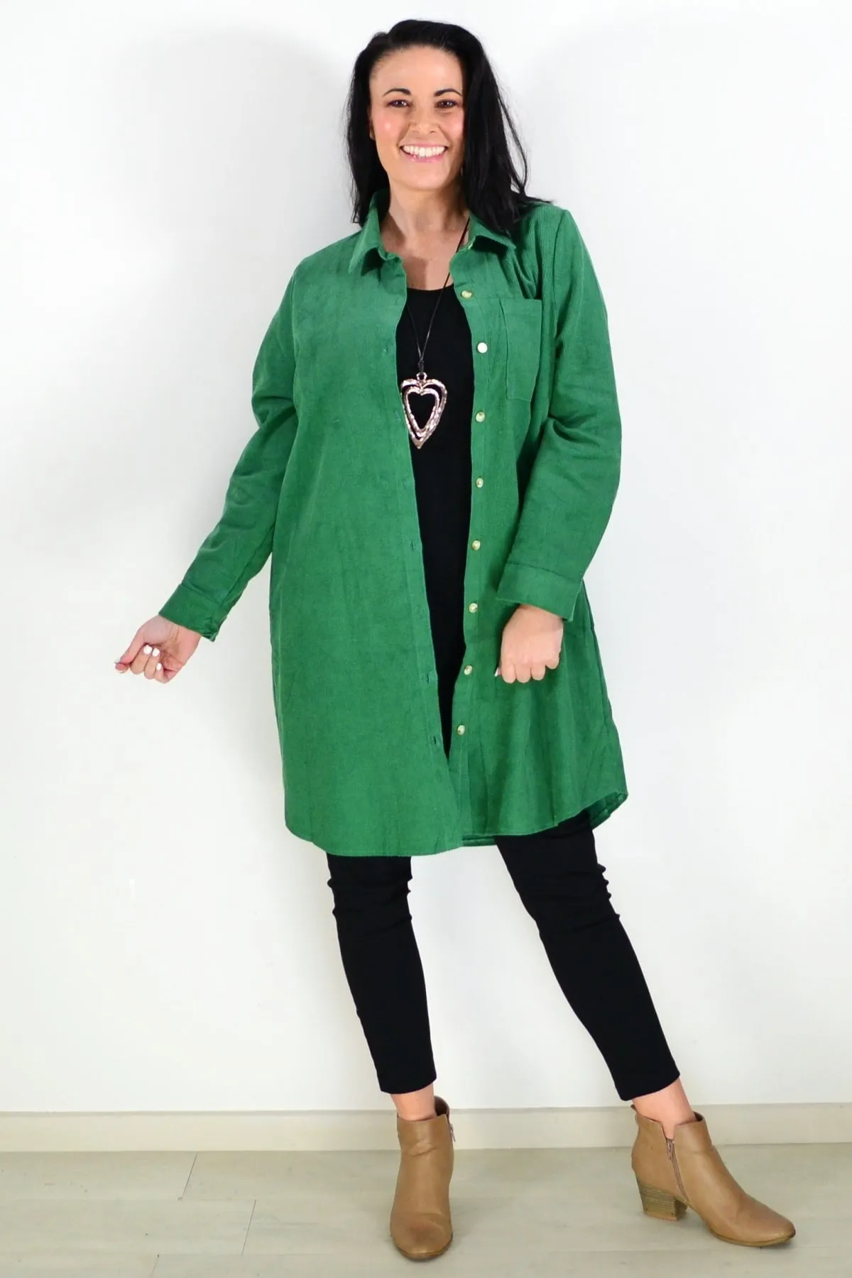 Bright Green Corduroy Tunic Shirt