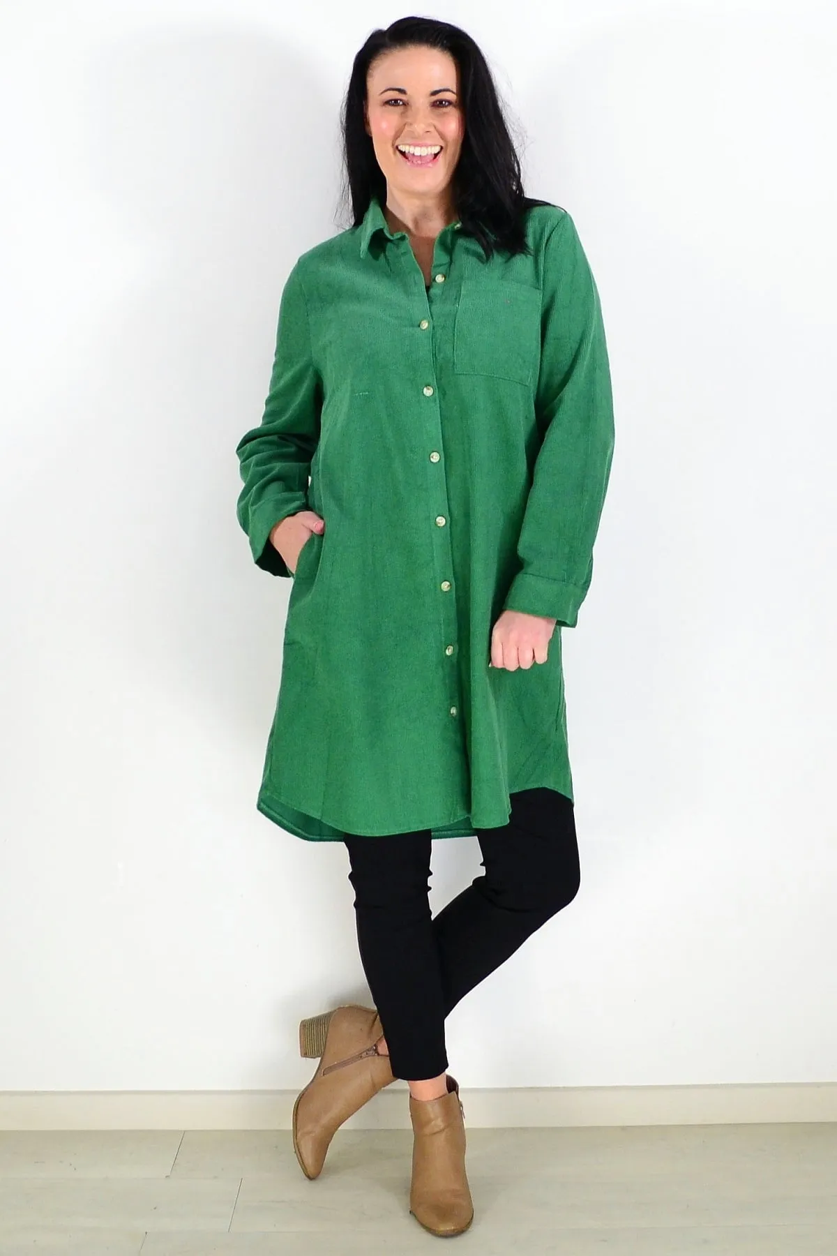 Bright Green Corduroy Tunic Shirt