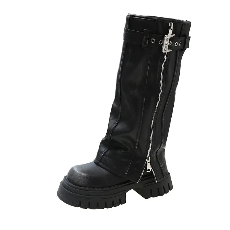 Caliber Buckle Knee High Boots