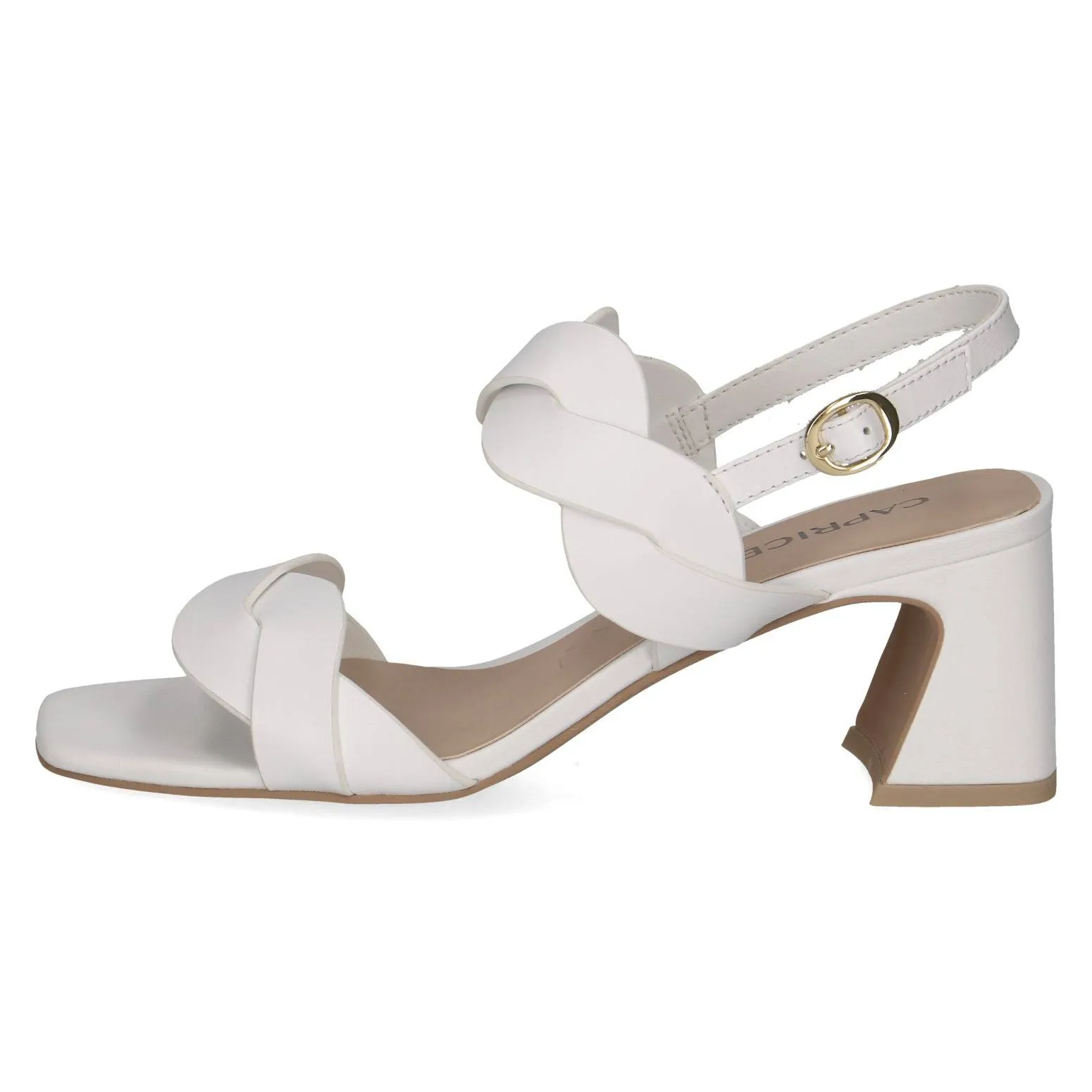 Caprice 9-28317-42 102 Ladies White Leather Buckle Sandals