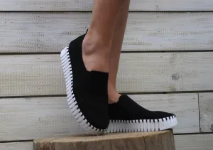 Chaussures slip on à plateforme Noires