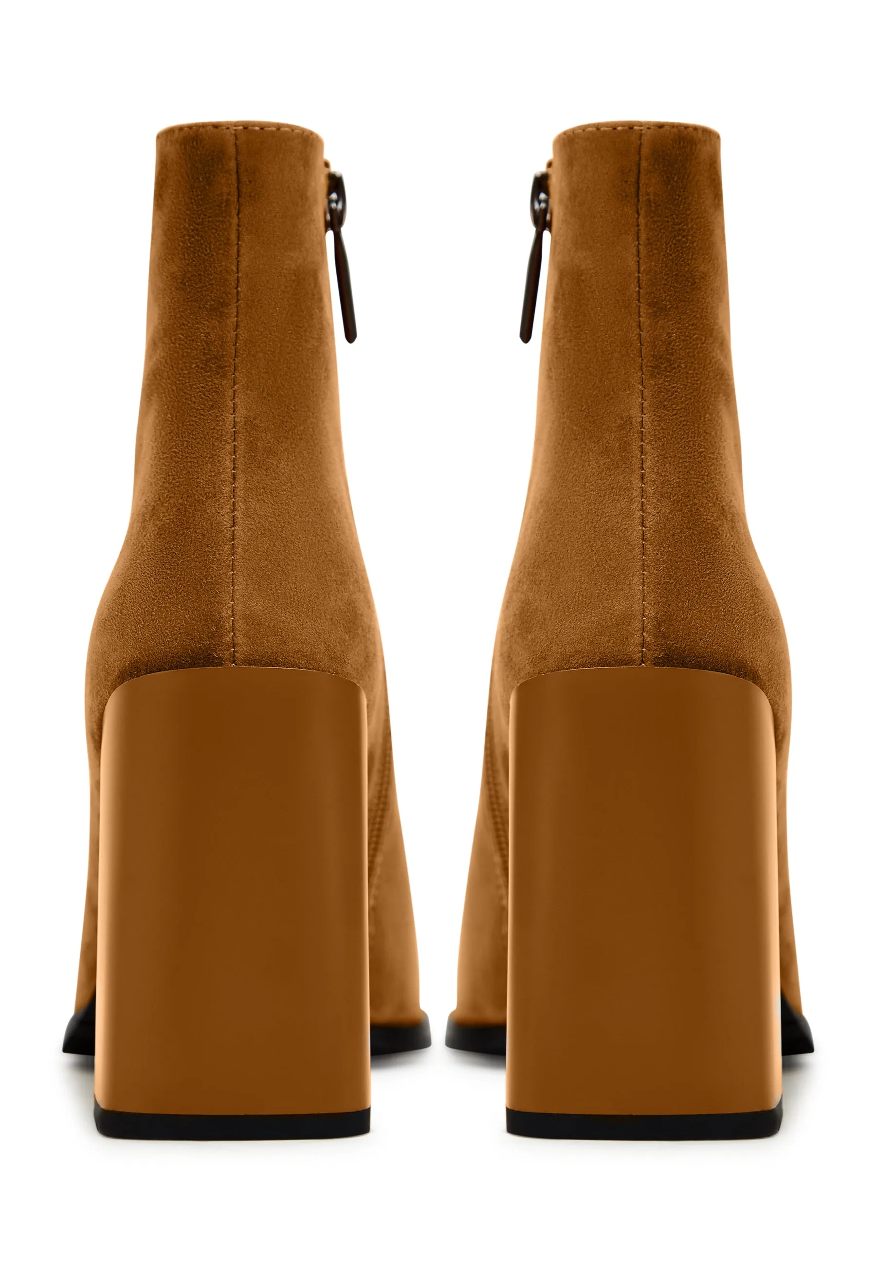 Classic Leather Block Heel Ankle Boots - Brown