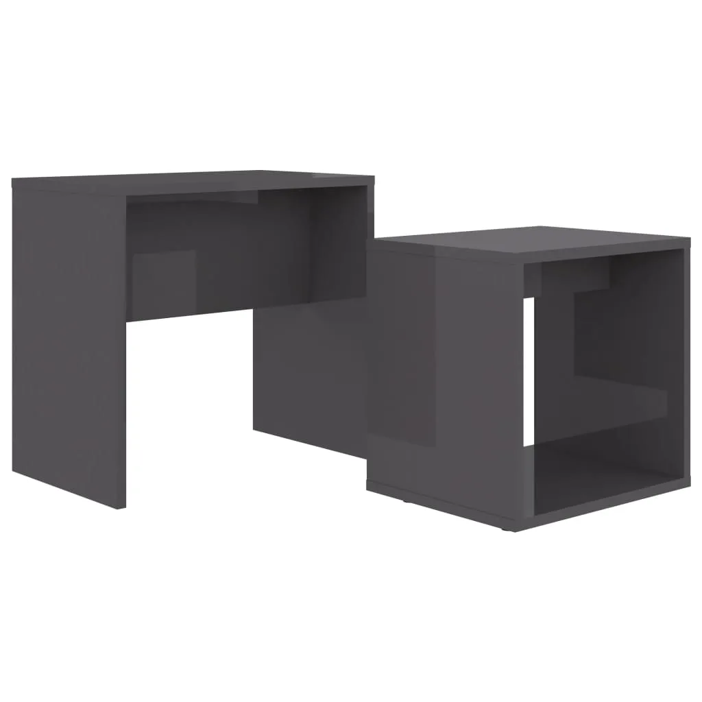 Coffee Table Set High Gloss Grey 48x30x45 cm Chipboard