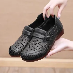 Comfortable Flat Sandals: RN215 Leather Breathable Women's Casual Shoes