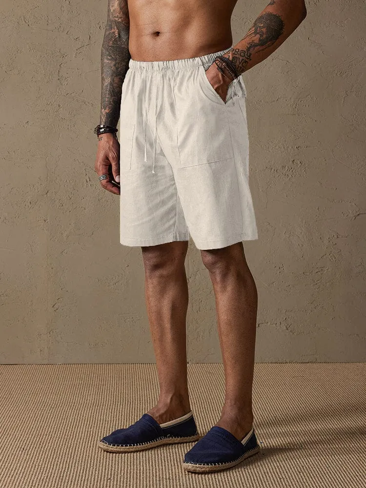 Cotton Linen Style Multi-pocket Shorts