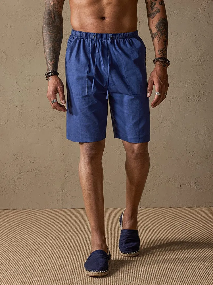 Cotton Linen Style Multi-pocket Shorts