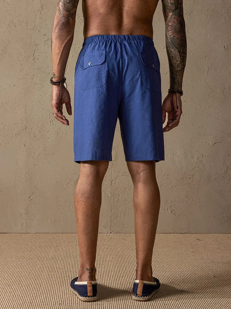 Cotton Linen Style Multi-pocket Shorts