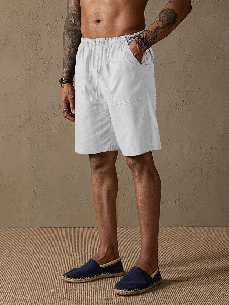 Cotton Linen Style Multi-pocket Shorts