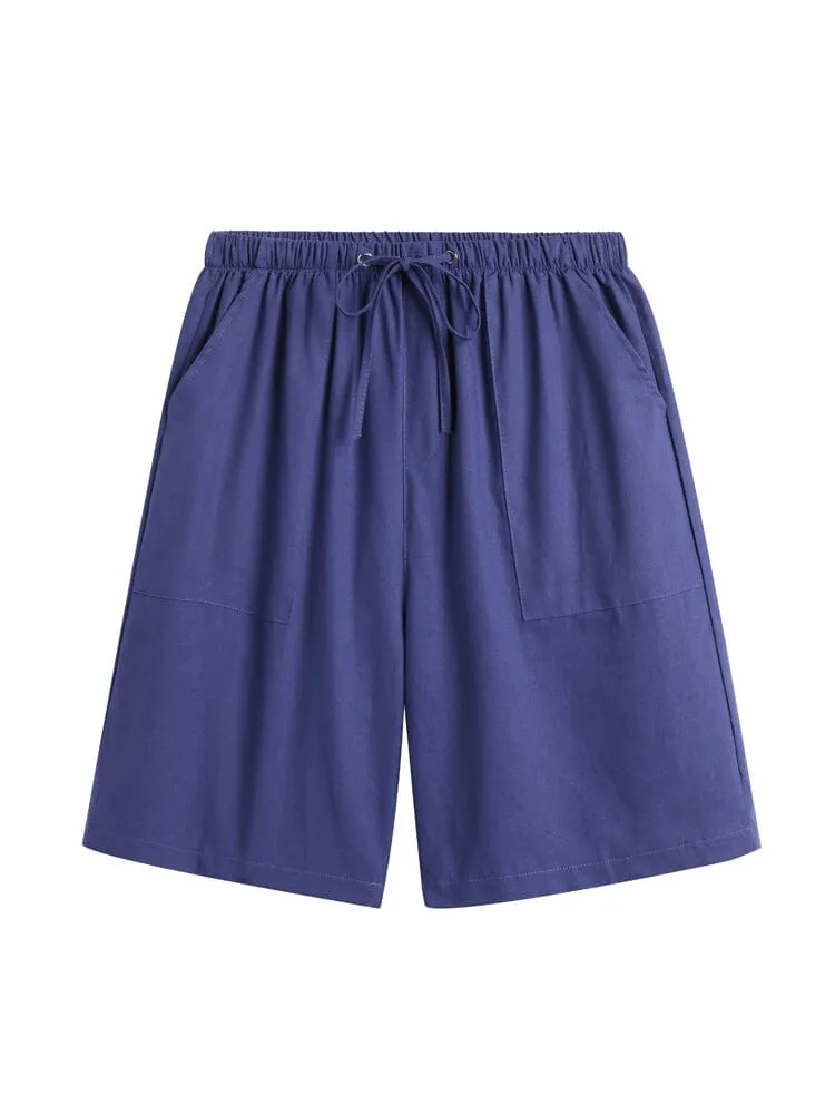 Cotton Linen Style Multi-pocket Shorts