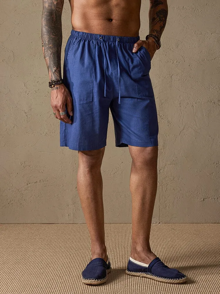 Cotton Linen Style Multi-pocket Shorts