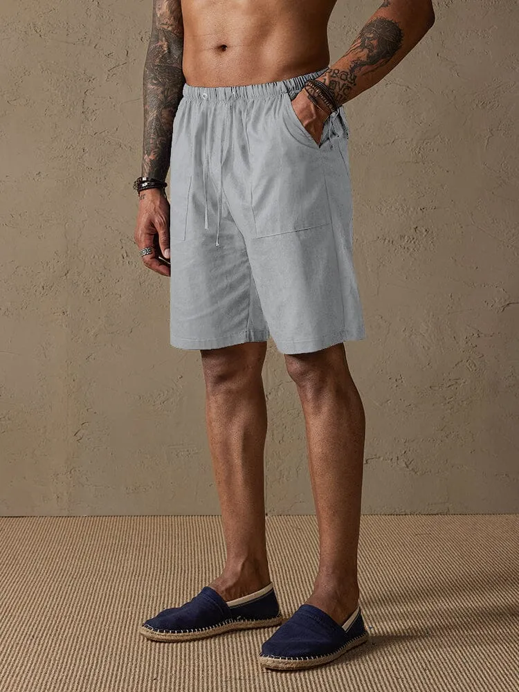 Cotton Linen Style Multi-pocket Shorts