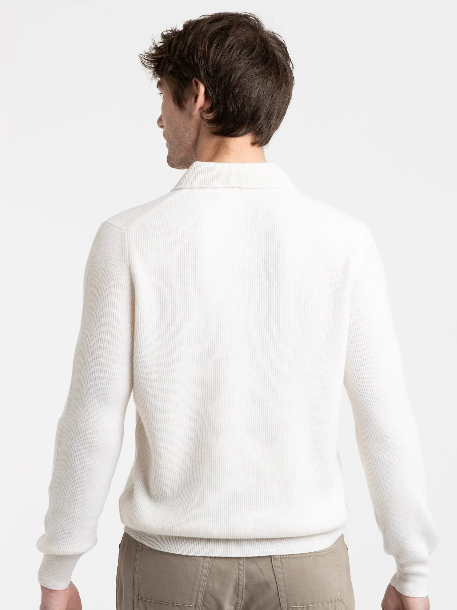 Cream White Cashmere Polo Sweater