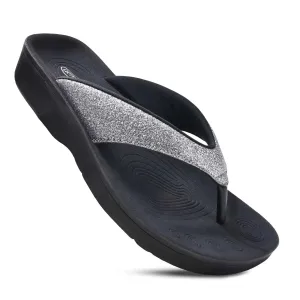 Crystal Mist Women's Orthotic Flip Flops - Grey