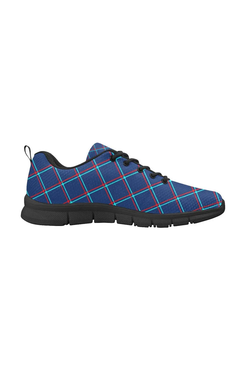 Cyan Plaid Women's Breathable Running Shoes