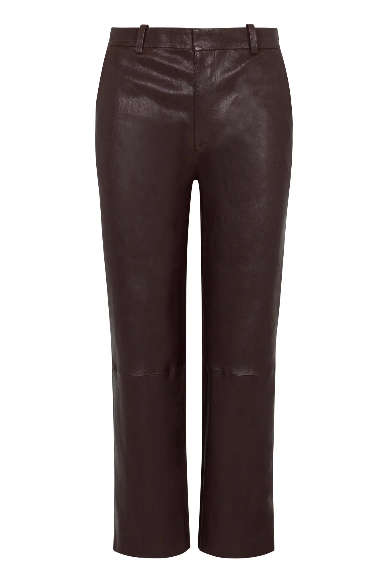 Dark Chocolate Leather Cropped Trousers