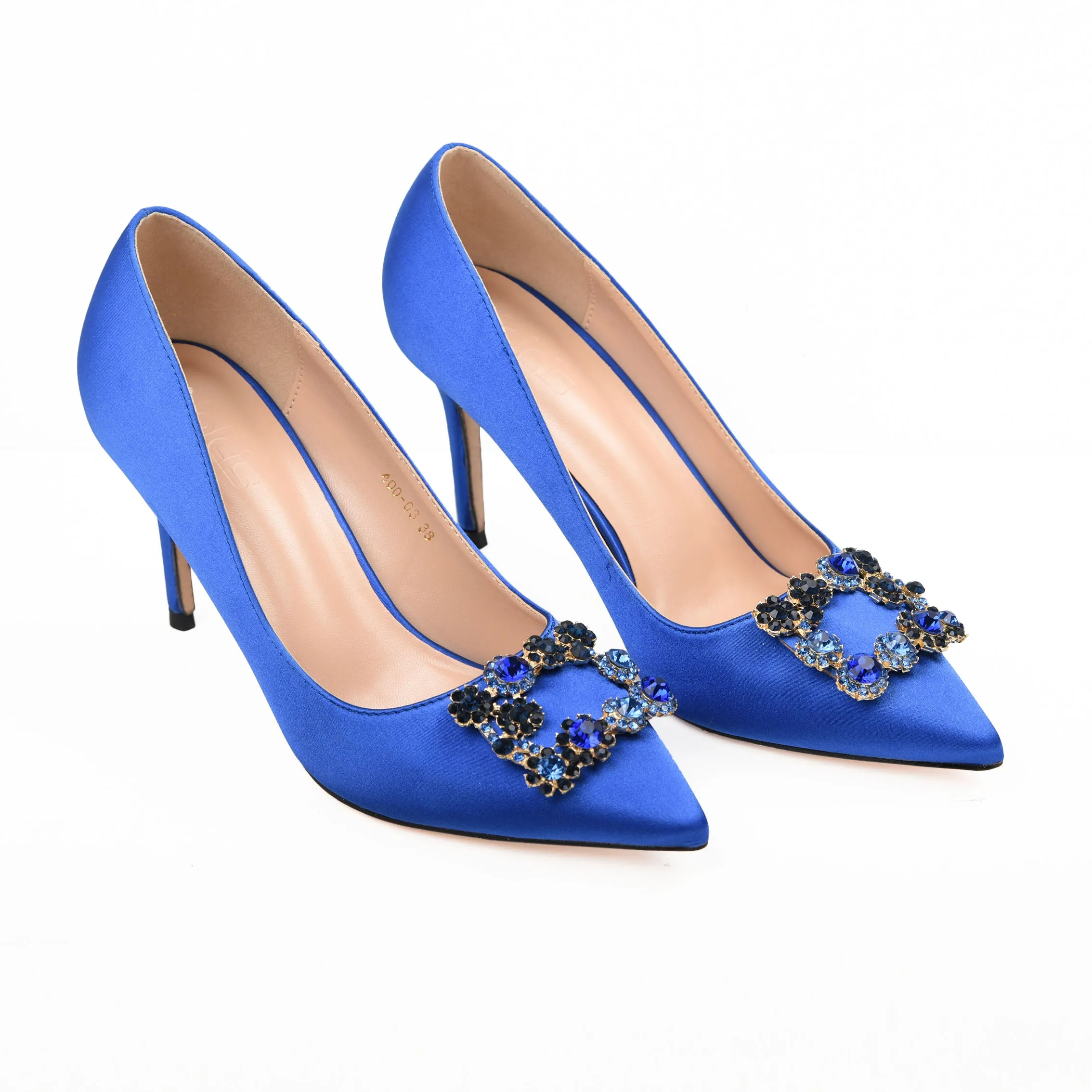 Elegant Blue Embellished High Heel Pumps | 432L-Q