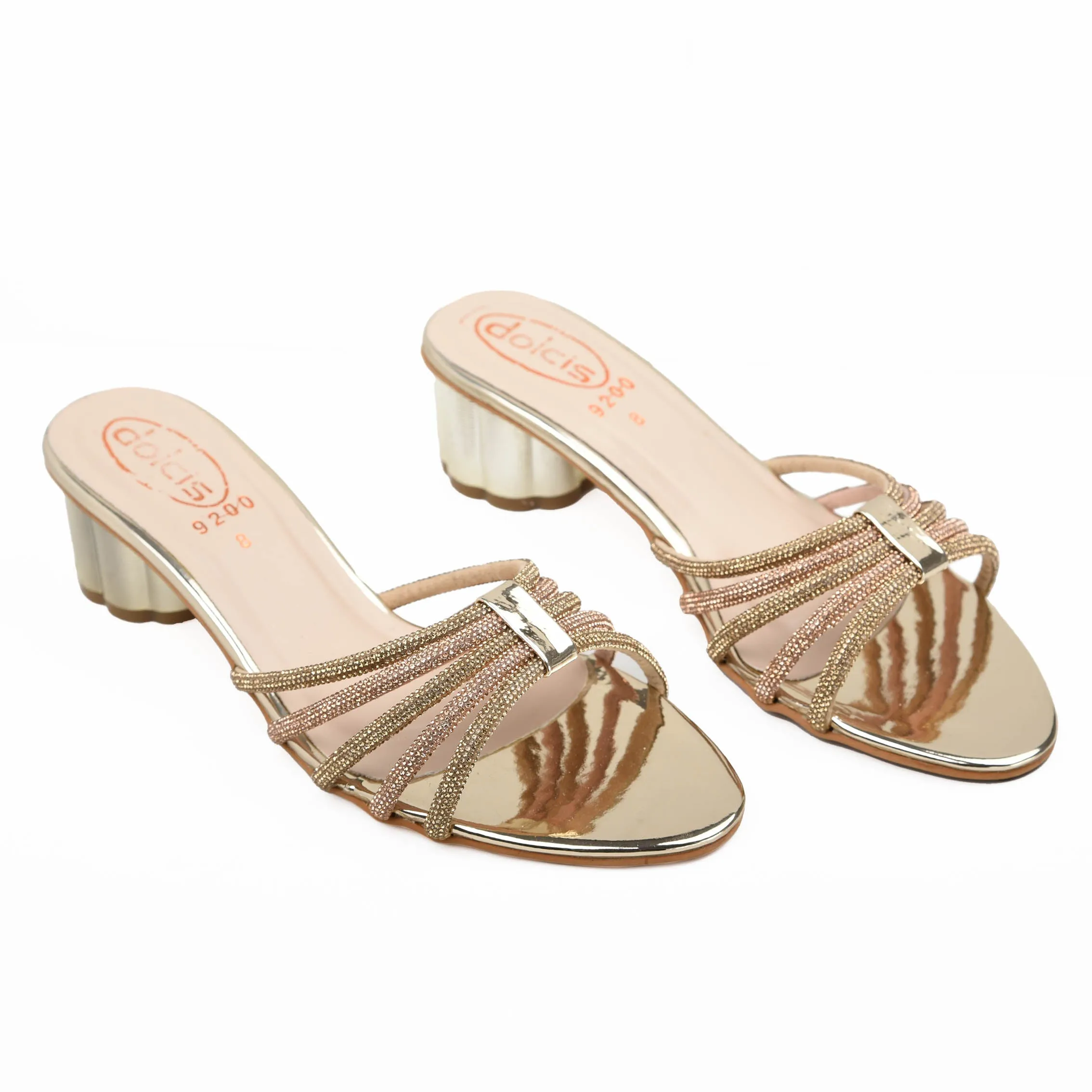 Elegant Gold Strappy Heels | 585H-XT