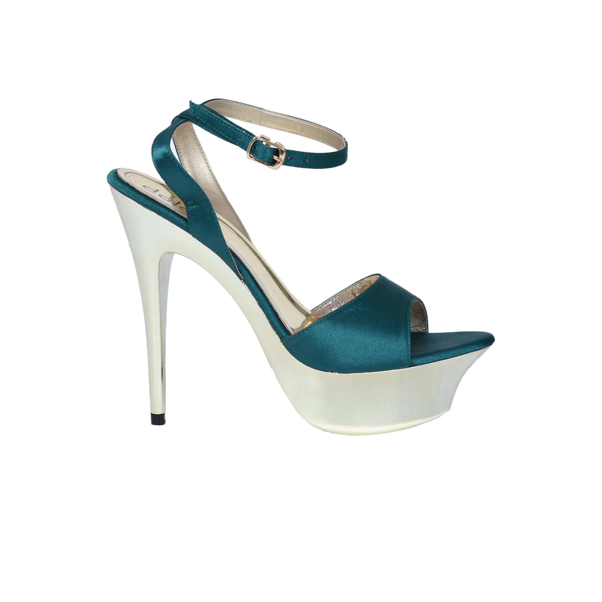 Elegant Teal Platform Heels with Ankle Strap | 244D-K