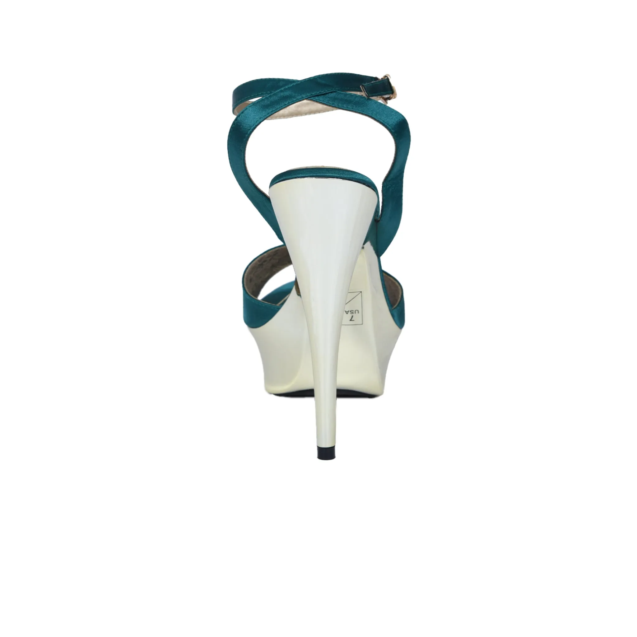 Elegant Teal Platform Heels with Ankle Strap | 244D-K