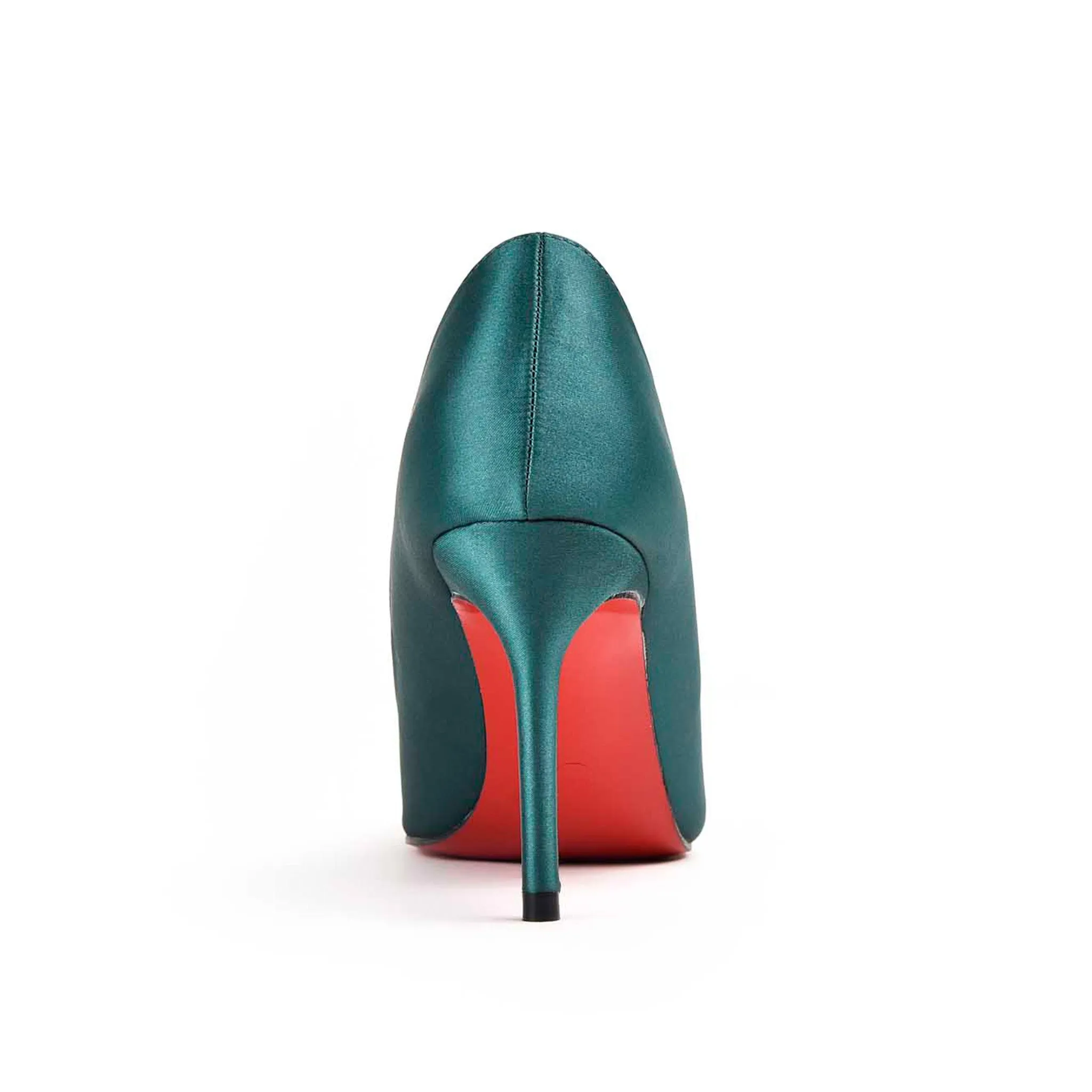 Elegant Teal Satin Heels with Crystal Embellishment | 473L-K