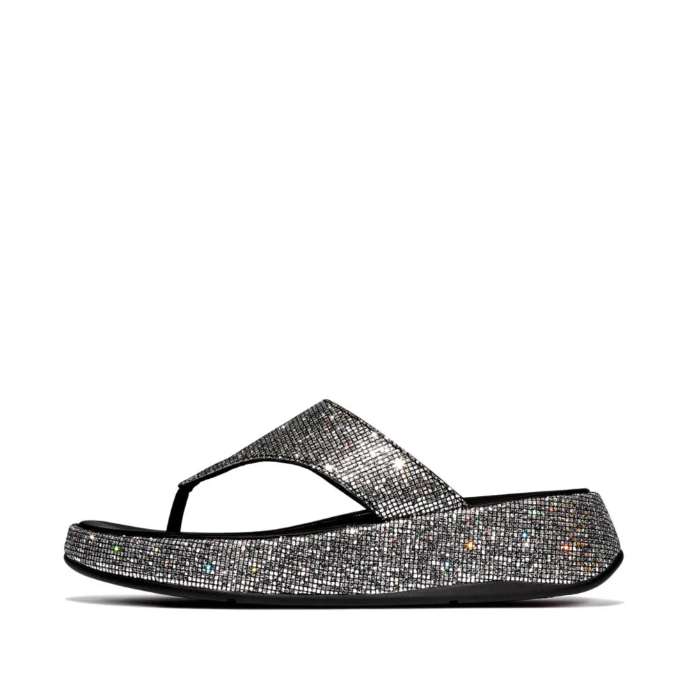 Fitflop F-Mode Glitterball Flatform Toe-Post Sandals Silver