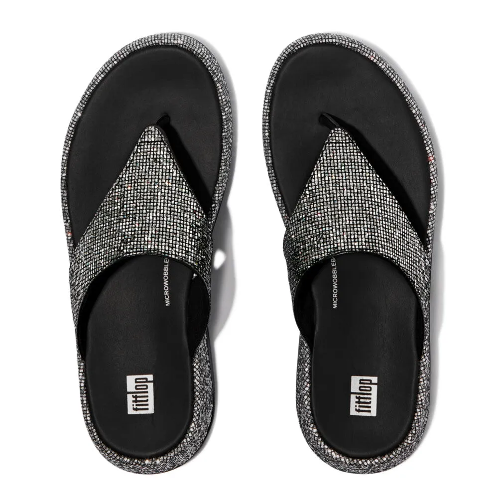 Fitflop F-Mode Glitterball Flatform Toe-Post Sandals Silver