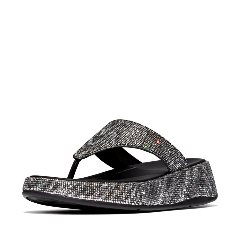 Fitflop F-Mode Glitterball Flatform Toe-Post Sandals Silver