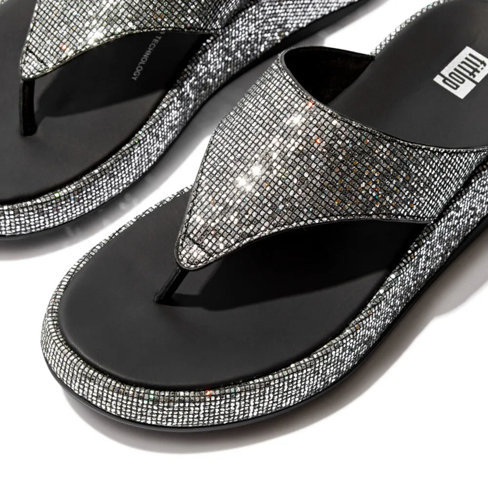 Fitflop F-Mode Glitterball Flatform Toe-Post Sandals Silver