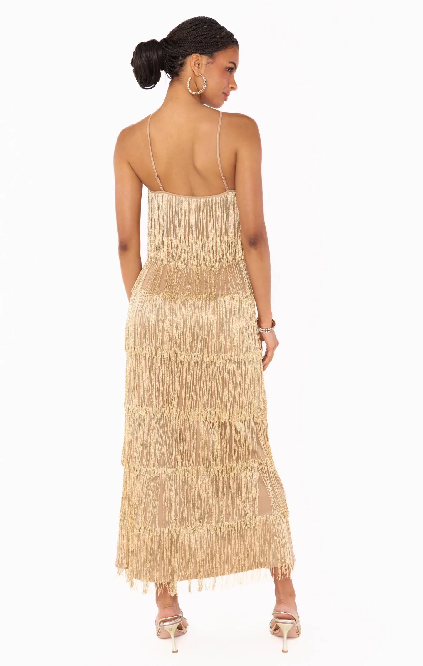 Gatsby Maxi Dress ~ Gold Rush Fringe